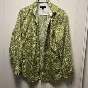 INC international concepts large long sleeve button up shirt green flowers